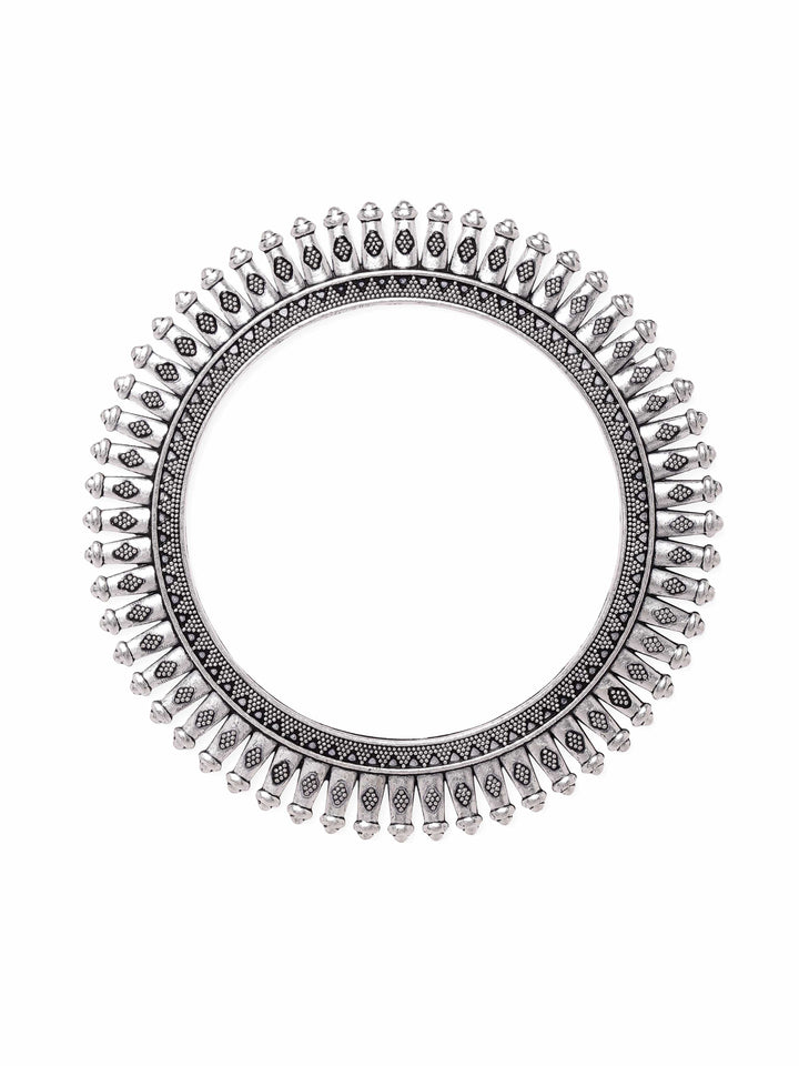 Rubans Set Of 2 Vintage-Inspired Oxidized Silver Plated Bangles Bangles & Bracelets