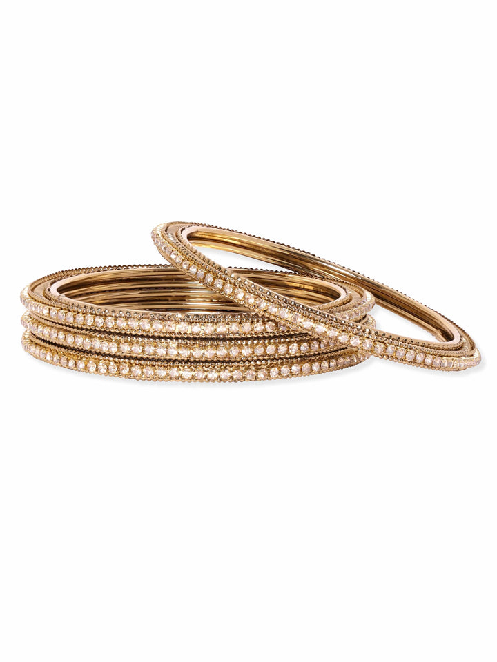Rubans Set of 4, Antique Gold zirconia studded glistening bangles  " Bangles & Bracelets
