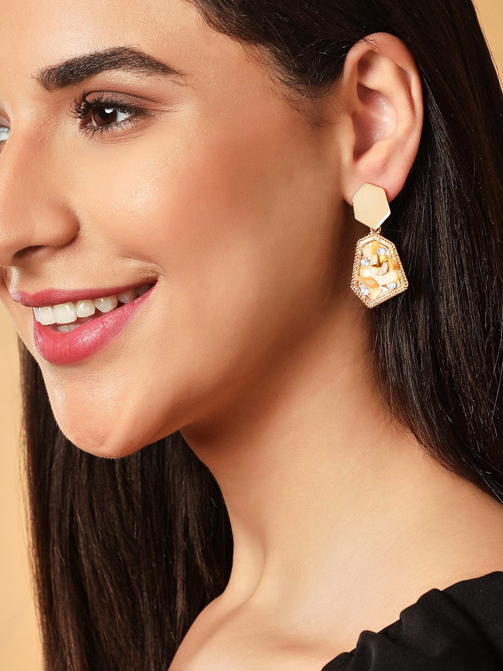 RUbans Set of 5, 18K Gold plated contemporary Earrings Earrings