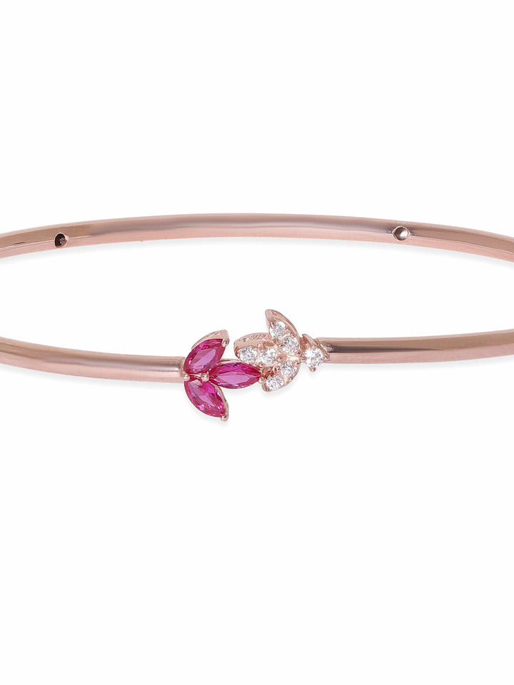 Rubans Silver 18K Rose gold pink & white zirconia minimal bracelet Bangles & Bracelets
