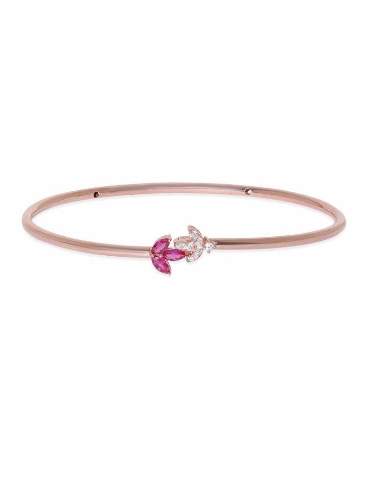 Rubans Silver 18K Rose gold pink & white zirconia minimal bracelet Bangles & Bracelets