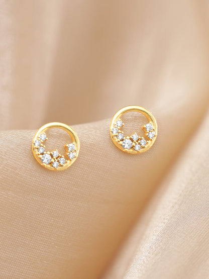 Rubans Silver 22k gold plated 325 starling silver zirconia studded contemporary Stud earring Earrings