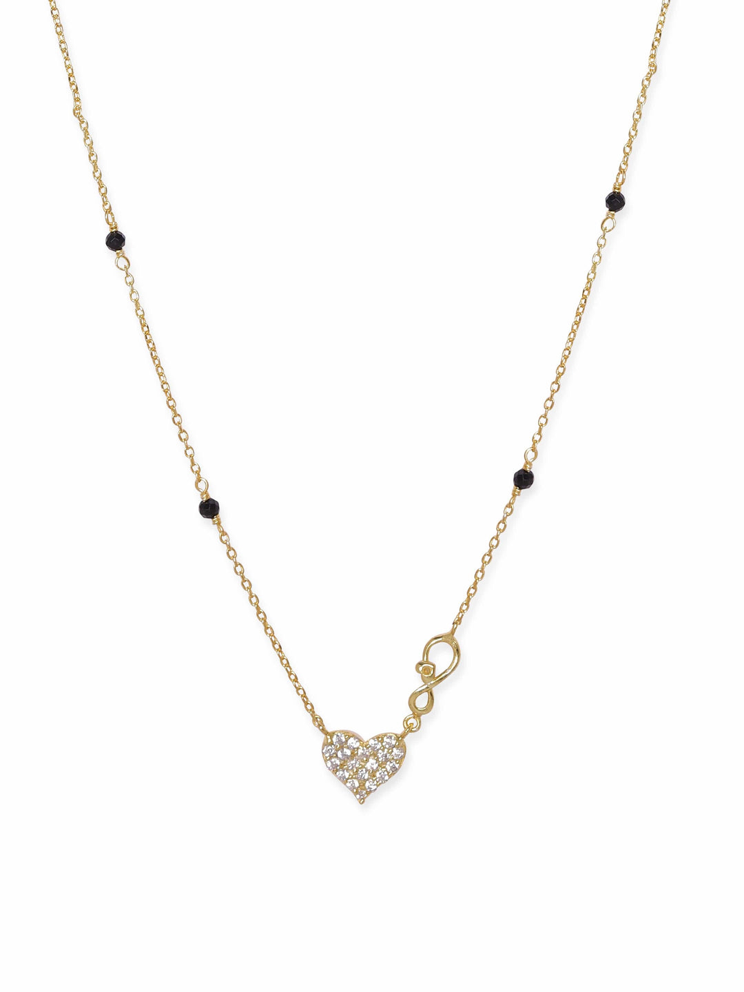 Rubans Silver 22K Gold plated 925 Sterling Silver Zirconia heart pendant mangalsutra necklace Necklace