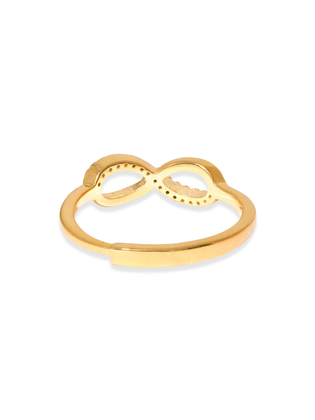 Rubans Silver 22K Gold Plated Zirconia Studded Infinity Motif Adjustable Ring Rings