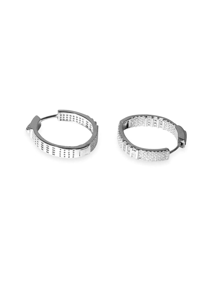 Rubans Silver AD 925 Silver Hoop Earrings, Bedecked with Captivating Brilliance Earrings