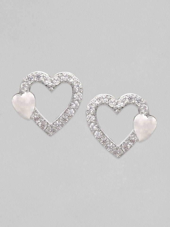Rubans Silver Classic 925 Sterling Silver Heart Shaped Stud Earrings Earrings