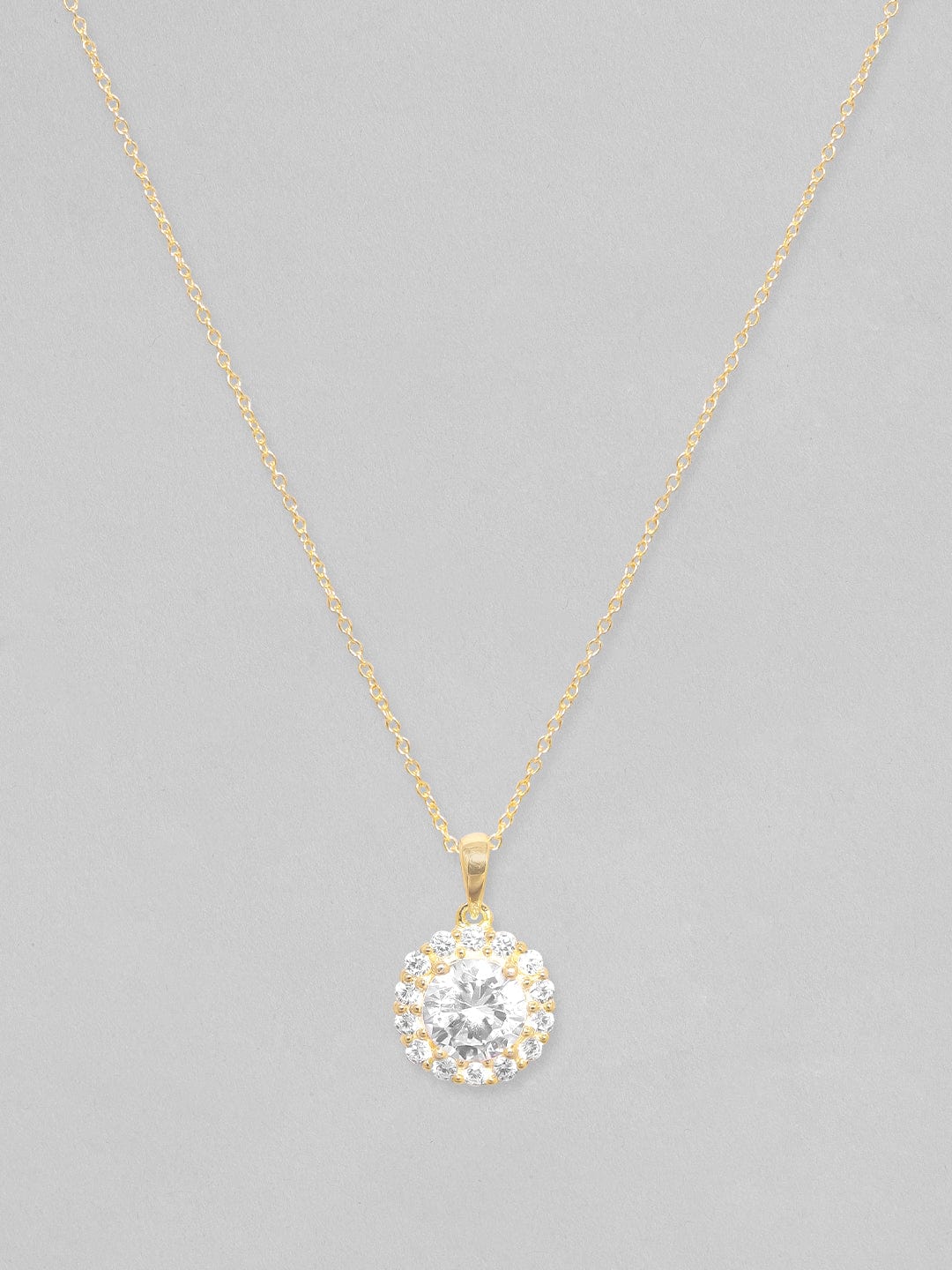 Rubans Silver Exquisite Gold Tone 925 Sterling Silver Necklace with AD Pendant Necklace
