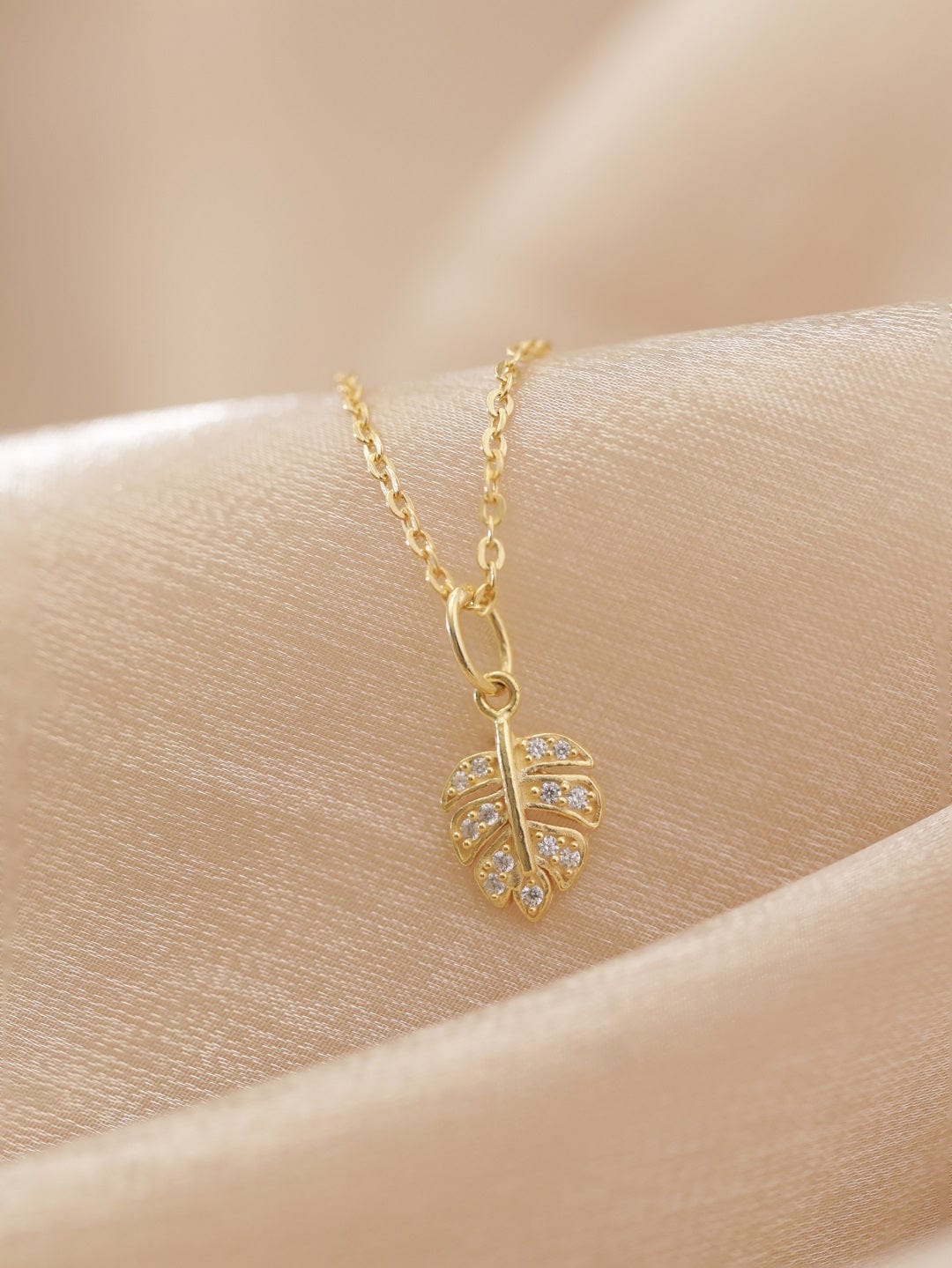 Rubans Silver Gold Plated CZ-Studded Pendant With Chain Necklace