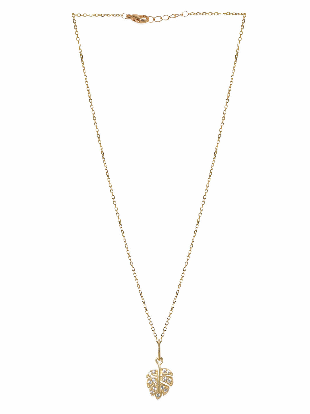 Rubans Silver Gold Plated CZ-Studded Pendant With Chain Necklace