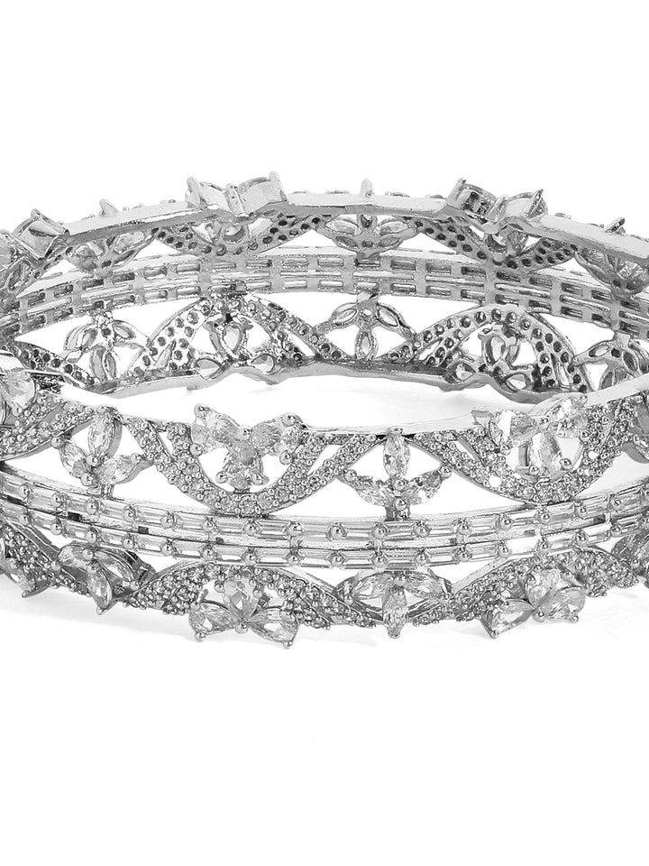 Rubans Silver Plated Bracelet Kada With Studded American diamonds Bangles & Bracelets