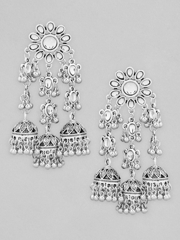 Rubans Silver-Plated Contemporary Jhumkas Earrings Earrings