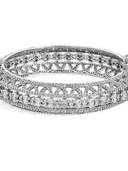Rubans Silver Plated Kada Studded With American Diamonds. Bangles &amp; Bracelets