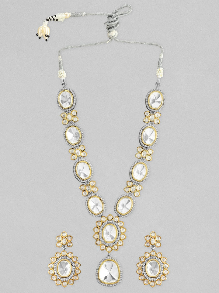 Rubans Silver Plated Kundan Polki Necklace Set With Beautiful Design Necklace Set