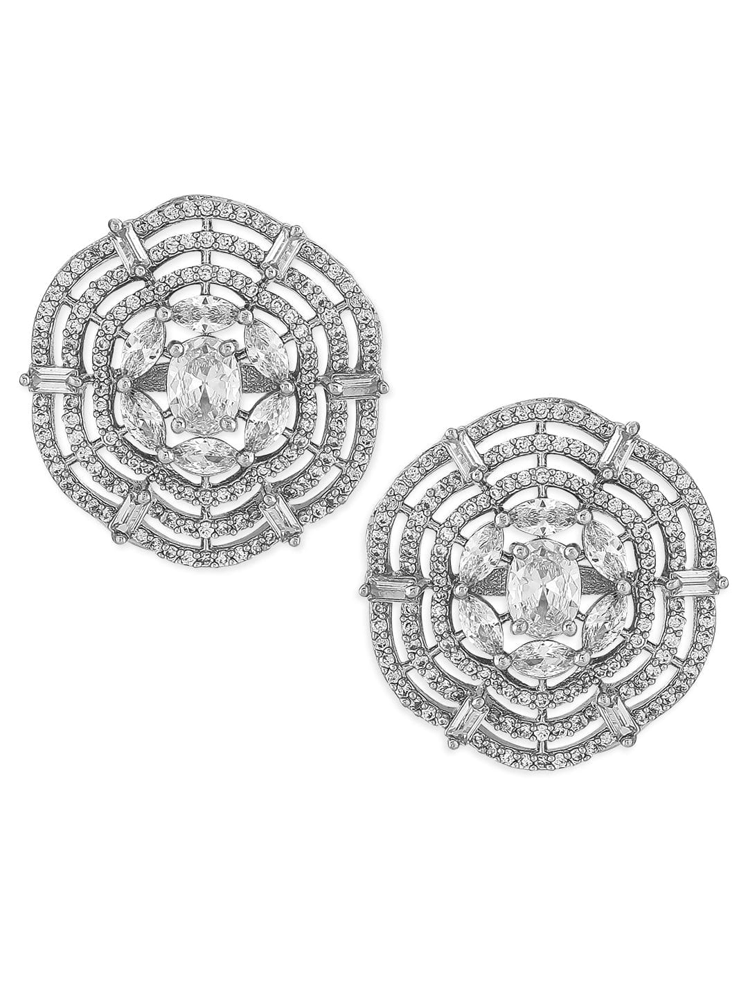 Rubans Silver-Plated White AD Stud Earring Earrings