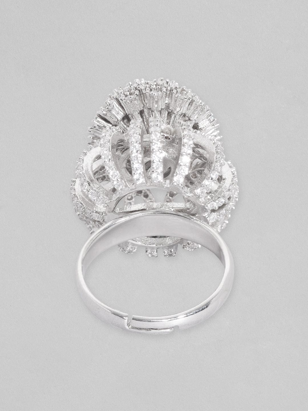 Rubans Silver-Plated White  Zircone-Studded Finger Ring Rings