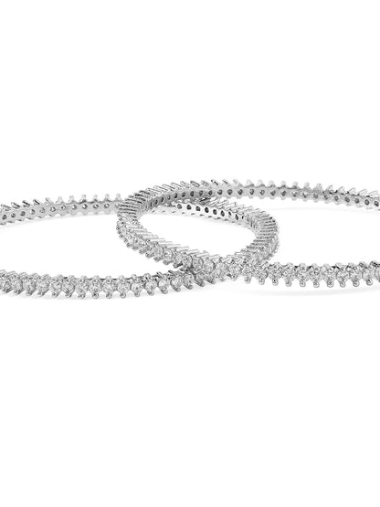Rubans Silver Plated Zircon Stone Studded Set of 2 Bangles Bangles &amp; Bracelets