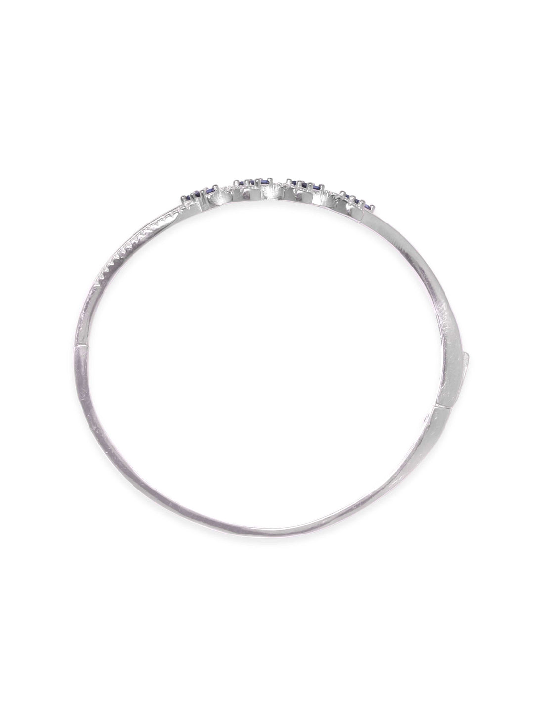 Rubans Silver Rhodium Plated 925 Sterling Silver Blue & White Zirconia Bracelet Bangles & Bracelets