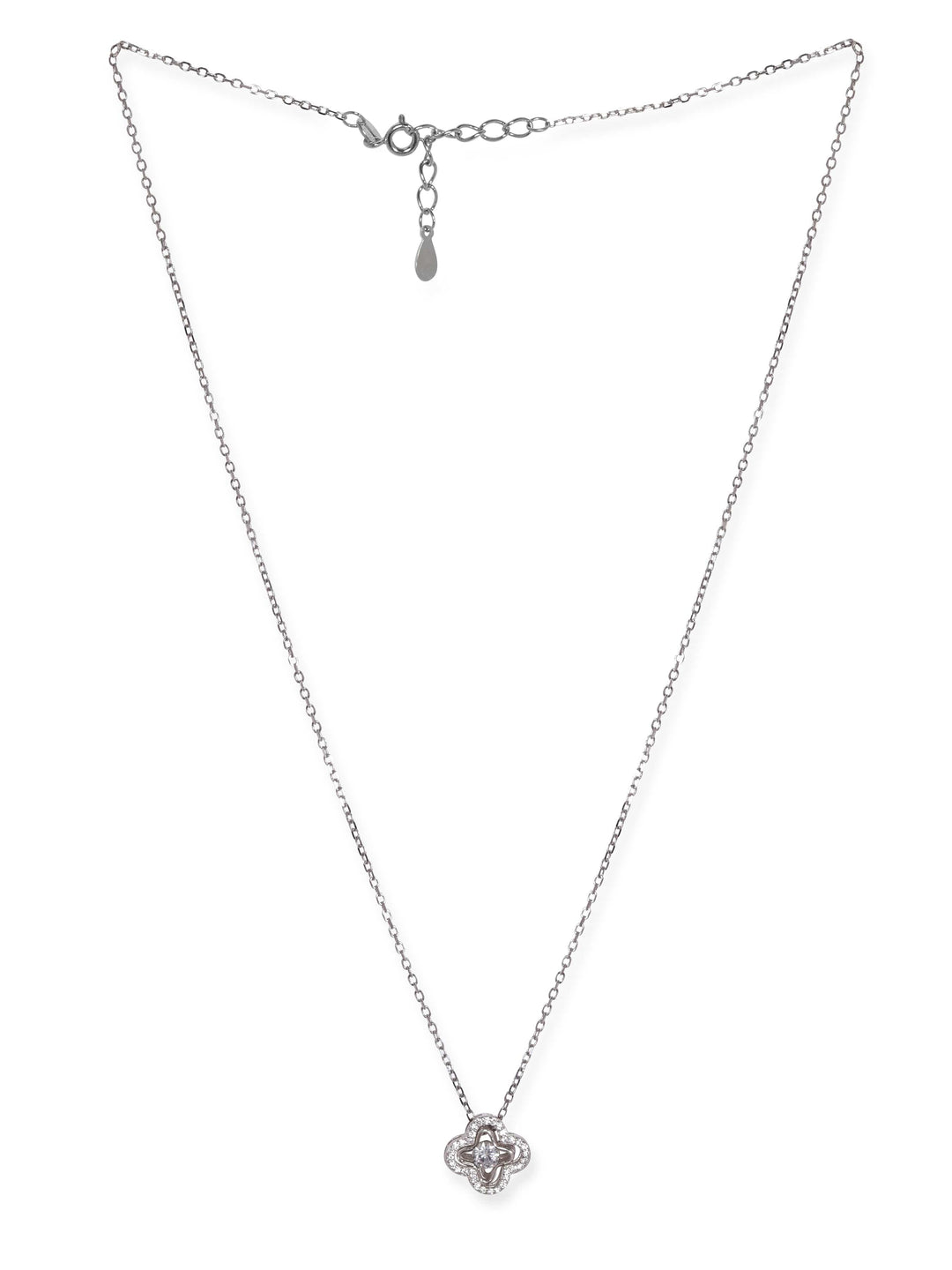 Rubans Silver Rhodium Plated 925 Sterling Silver minimal Pendant Necklace Necklace