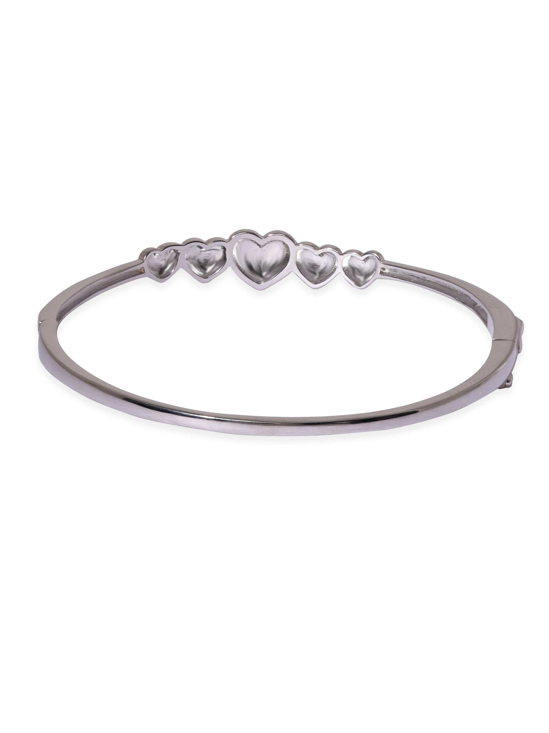 Rubans Silver Rhodium Plated 925 Sterling Silver Rose Gold Heart Detailing Bracelet Bangles & Bracelets