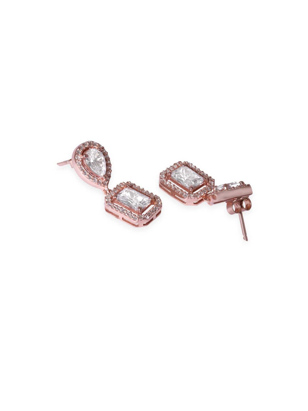 Rubans Silver Rose Gold Plated Contemporary Jhumkas Earrings Earrings