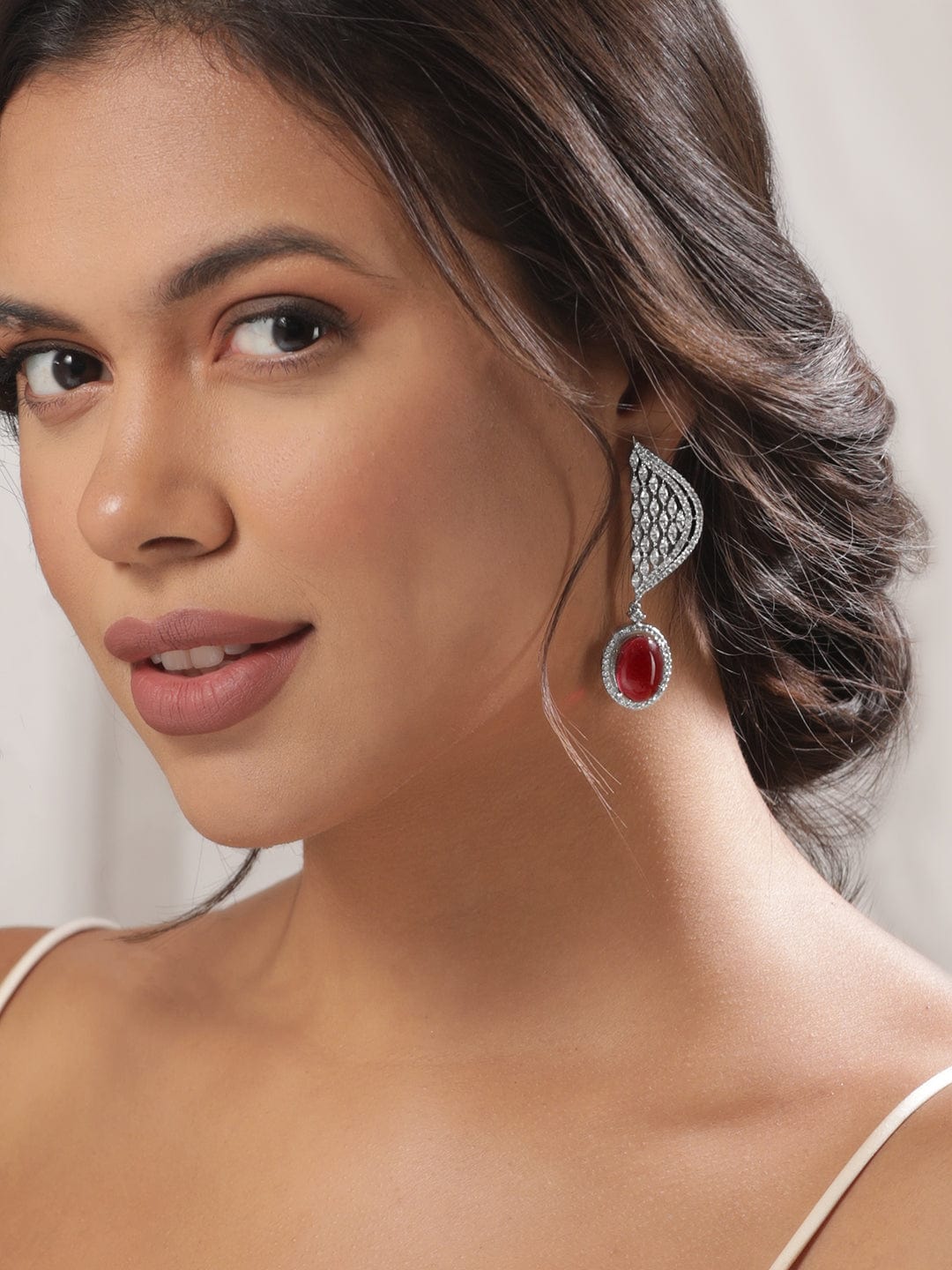 Rubans Silver-Toned Geometric Drop Earrings Earrings