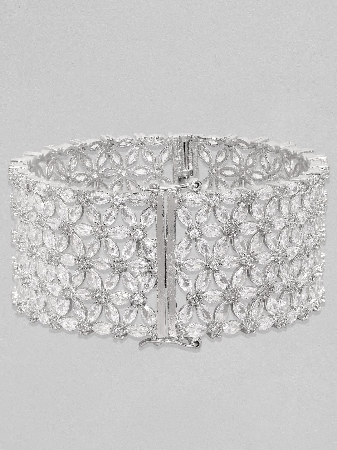 Rubans Silver toned Zircon Studded Bracelet Bangles &amp; Bracelets