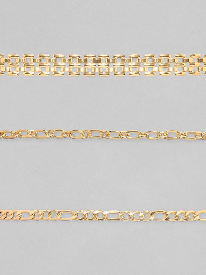 Rubans Voguish 18K Gold Plated 3 Layer Chain Necklace Set.