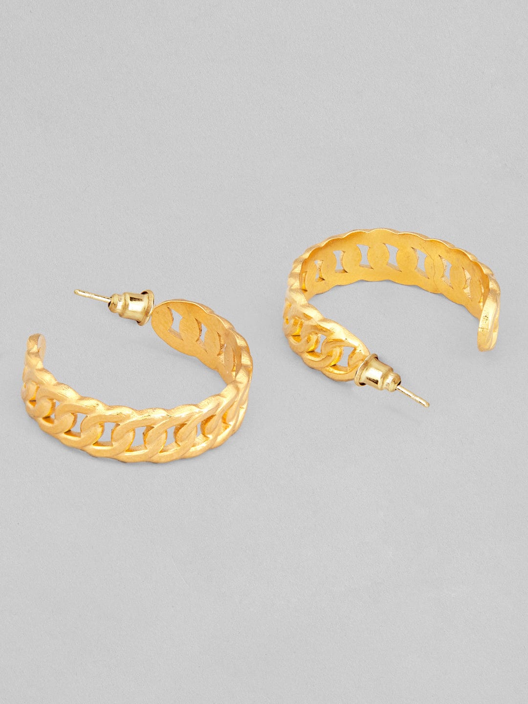 Rubans Voguish 18K Gold Plated Contemporary Linked Half Hoop Earrings Earrings