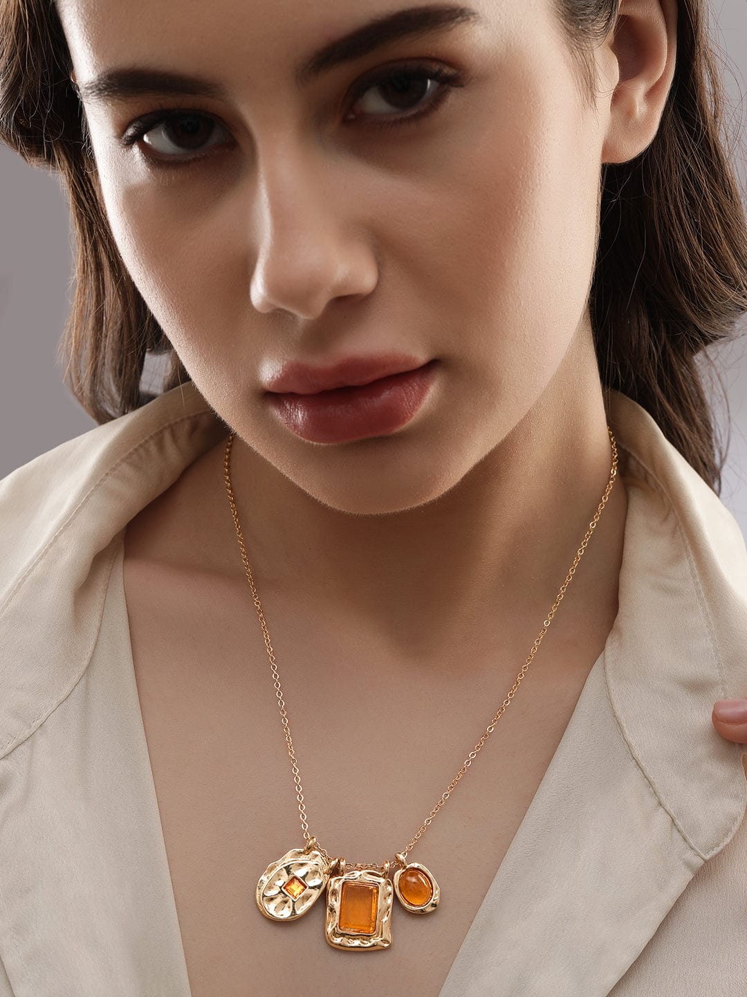 Rubans Voguish 18K Gold plated Crystal studded pendant Necklace Necklace