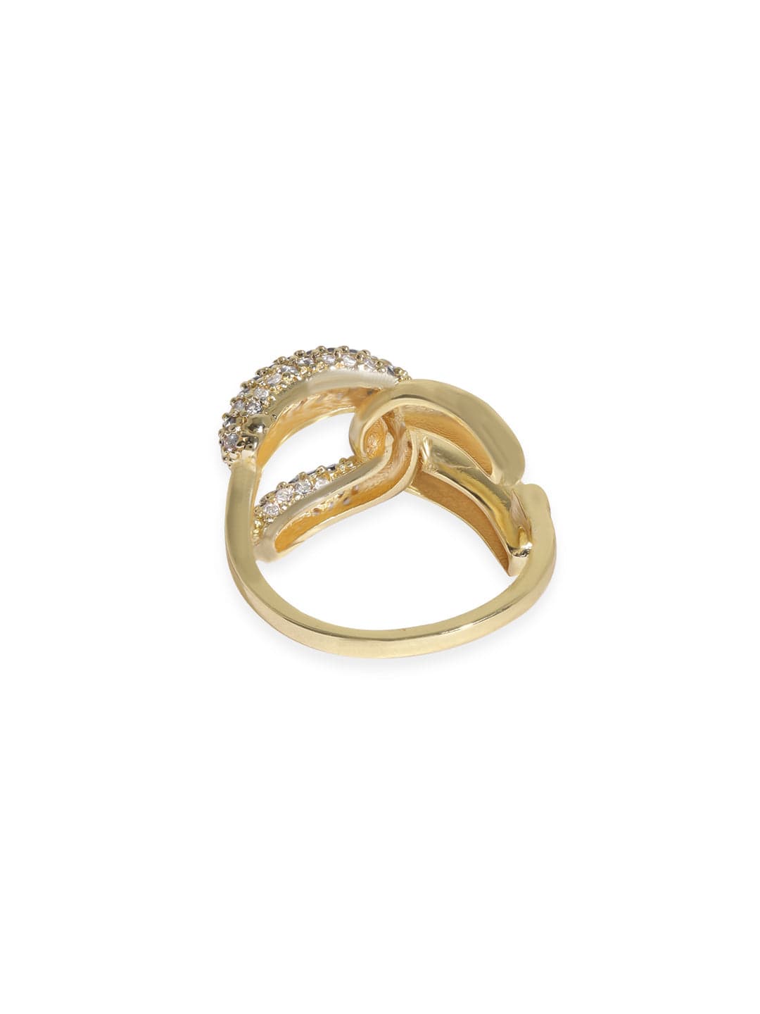 Rubans Voguish 18K Gold-Plated CZ Studded Finger Ring Rings