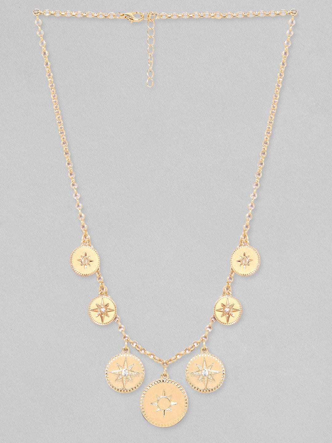 Rubans Voguish 18K Gold Plated Embossed Star charm Necklace