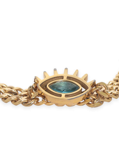 Rubans Voguish 18K Gold Plated Evil Eye Charm Double Cuban Chain Bracelet Bangles &amp; Bracelets