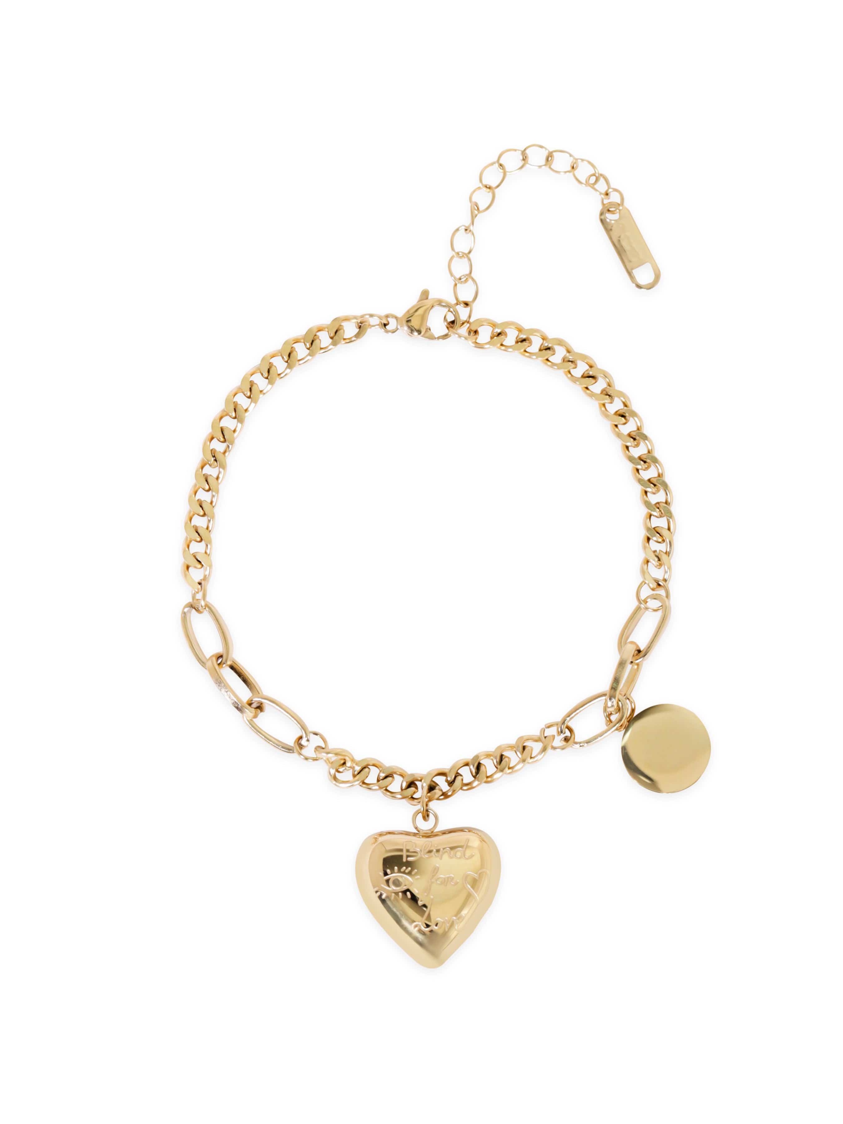 Rubans Voguish 18K Gold Plated Heart Charm Link Chain Bracelet Bangles &amp; Bracelets