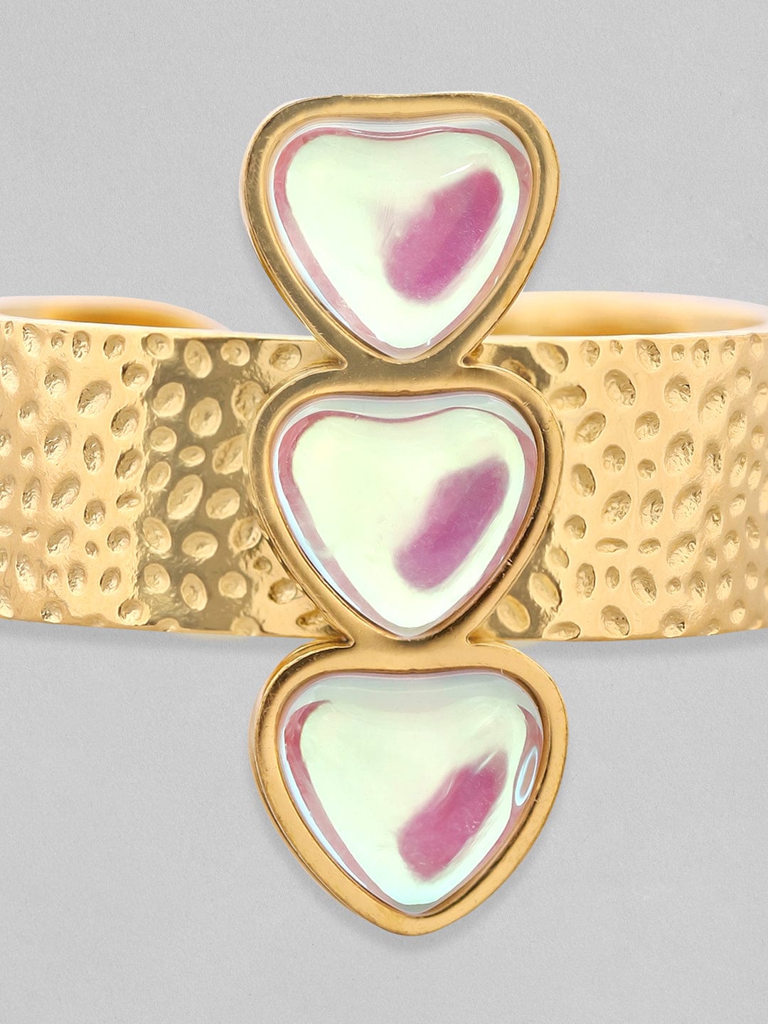 Rubans Voguish 18K Gold Plated Heart Charm With Textured Open Ring. Rings