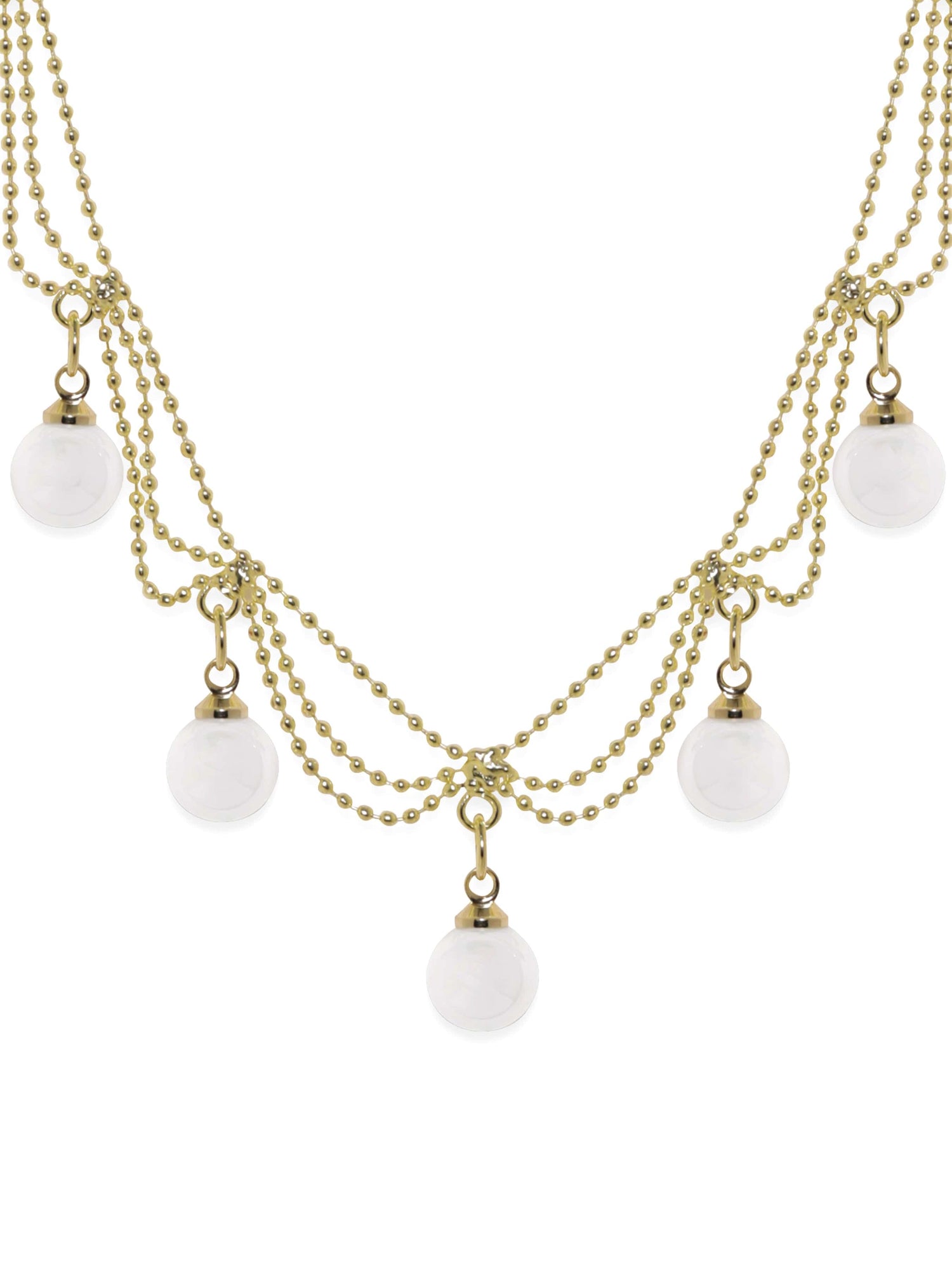 Rubans Voguish 18K Gold Plated Layered Chain With Bead Dangle Necklace.  Necklace