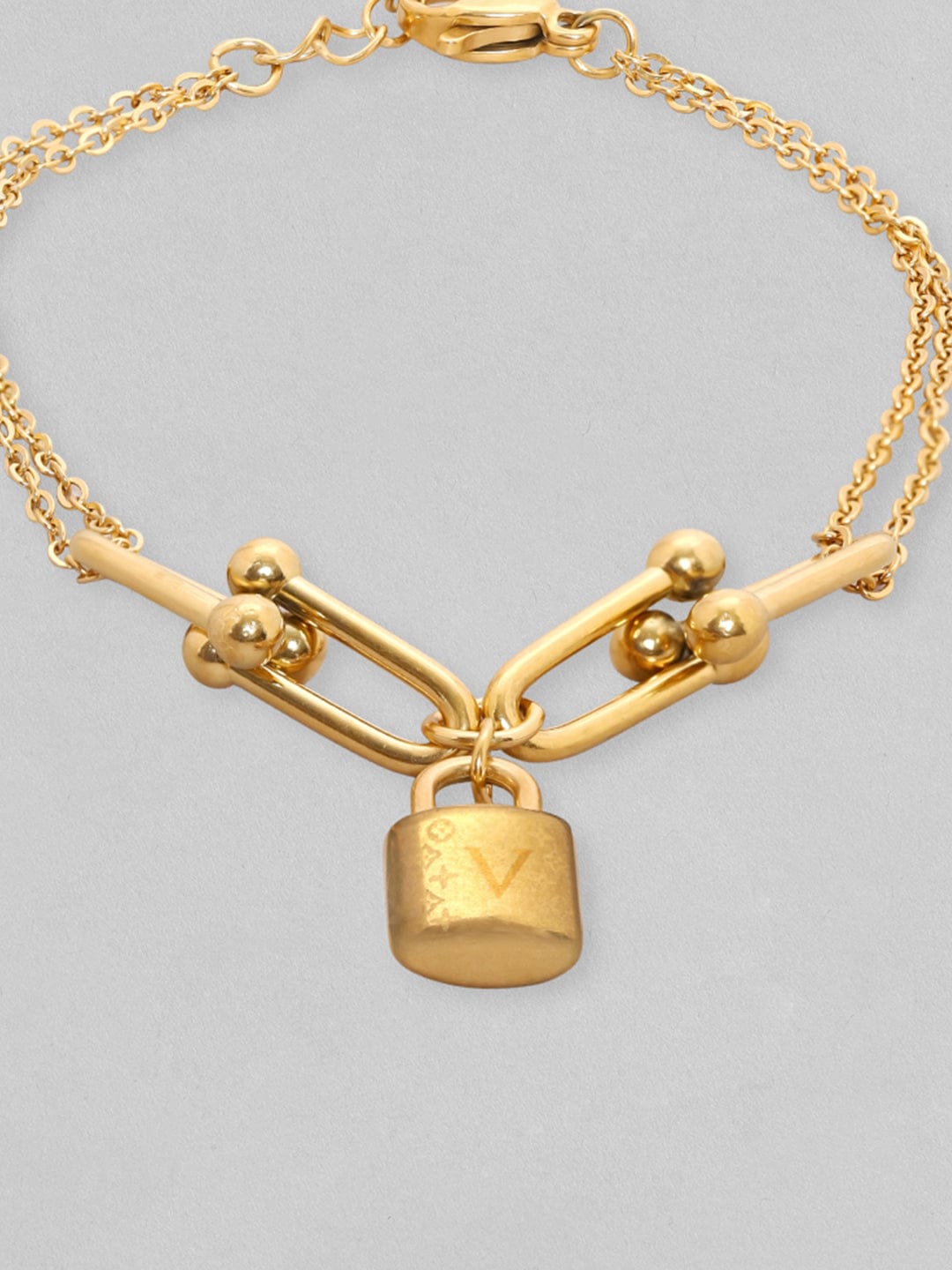 Rubans Voguish 18K Gold Plated Link With Charm Minimal Bracelet Bangles & Bracelets