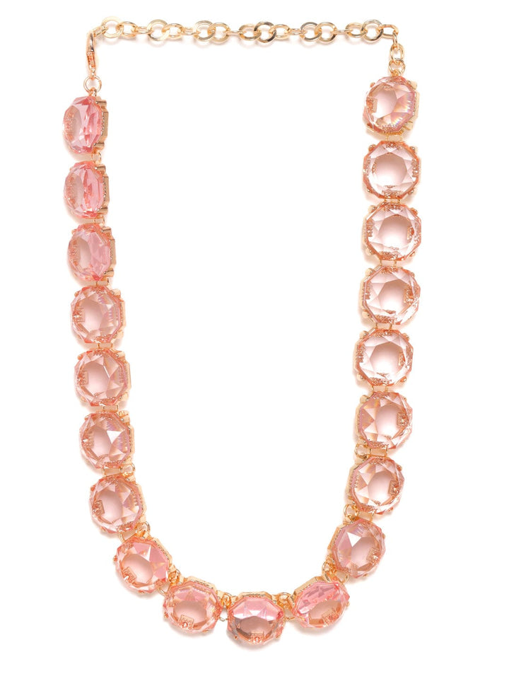 Rubans Voguish 18K Gold Plated Pink Crystal Studded Statement Necklace Necklaces, Necklace Sets, Chains & Mangalsutra