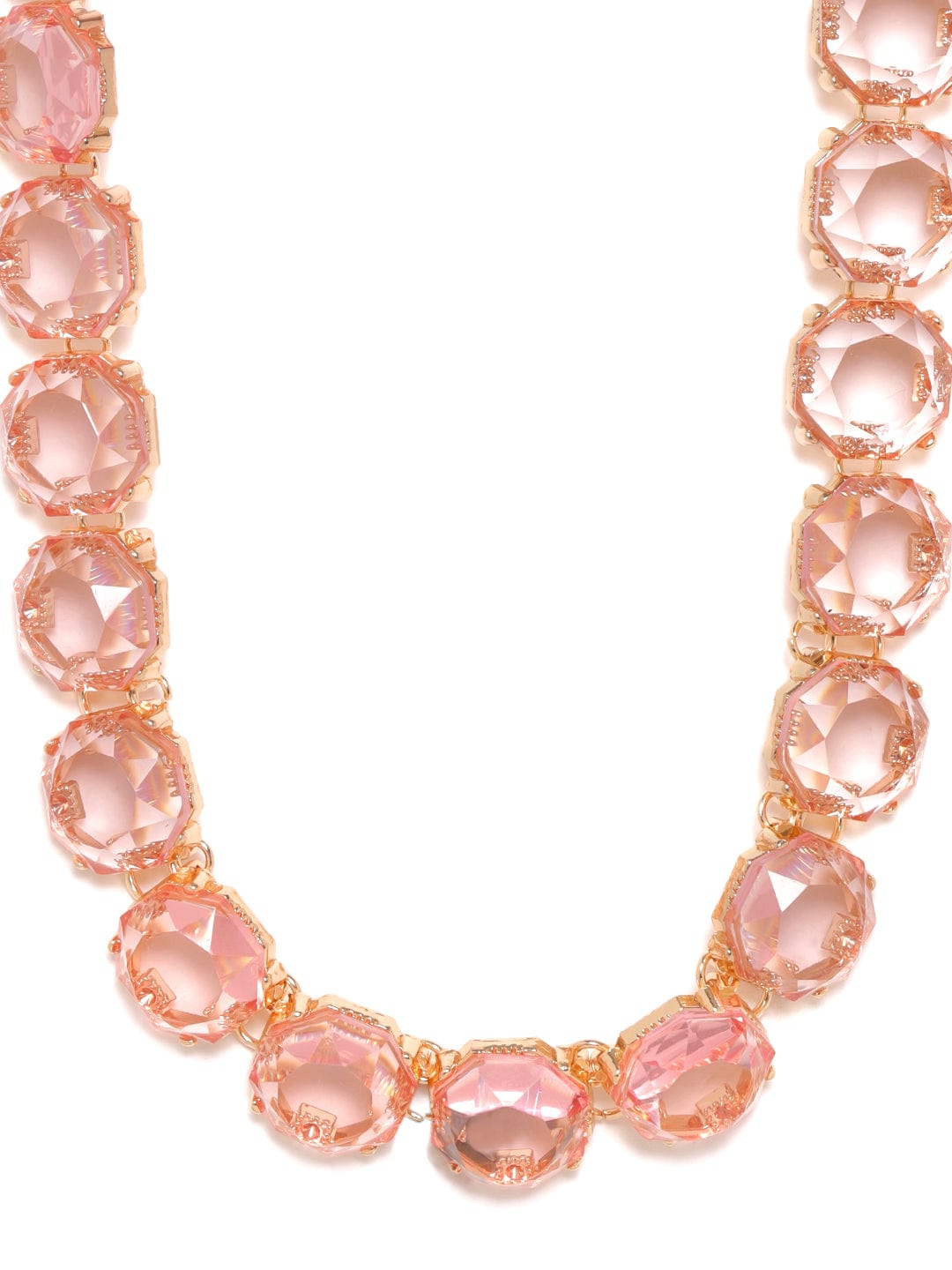 Rubans Voguish 18K Gold Plated Pink Crystal Studded Statement Necklace Necklaces, Necklace Sets, Chains & Mangalsutra
