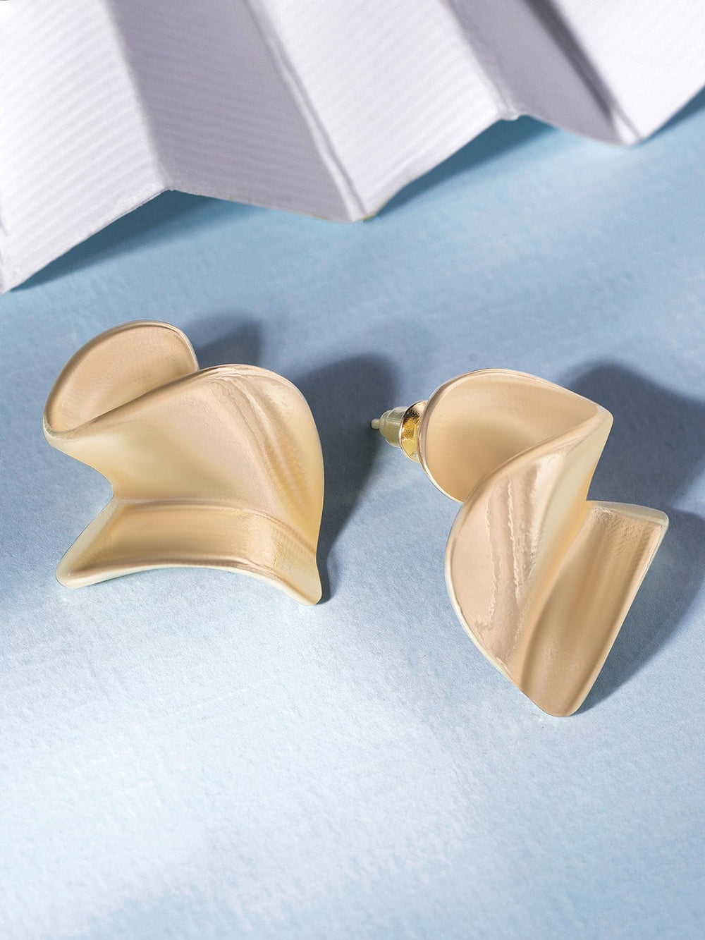 Rubans Voguish 18K Gold plated Ribbion Motif Organic Stud Earrings Earrings