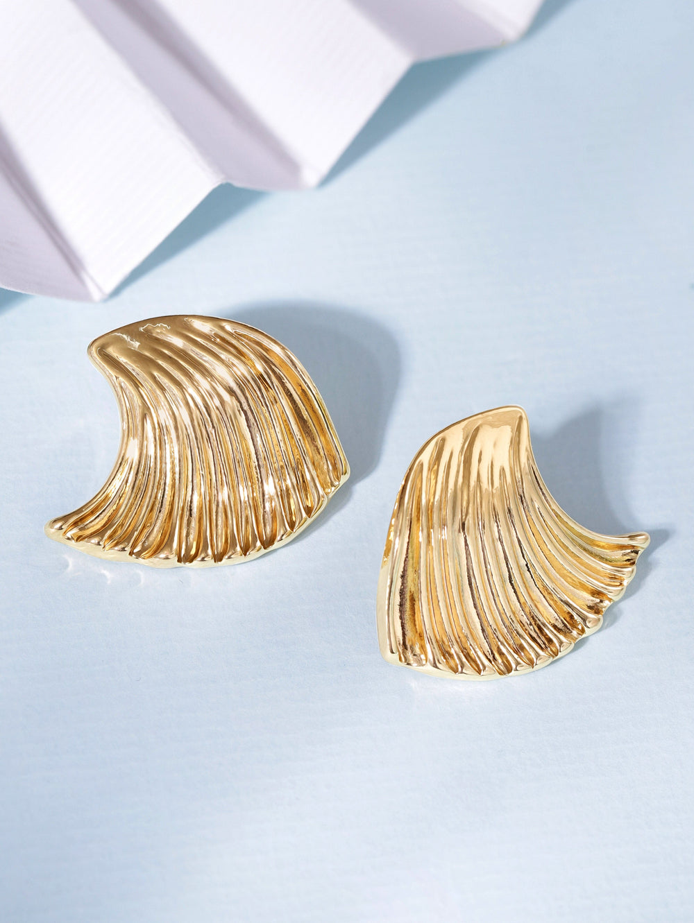 Rubans Voguish 18K Gold Plated Shell Motif Stud Earring Earrings