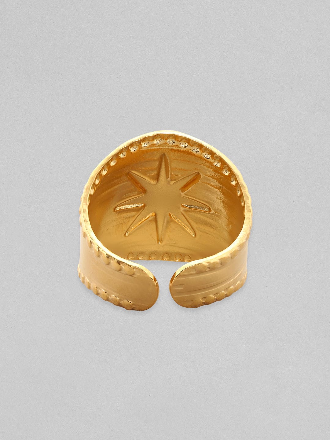 Rubans Voguish 18K Gold Plated Stainless Steel Star Stamped Adjustable Ring. Rings