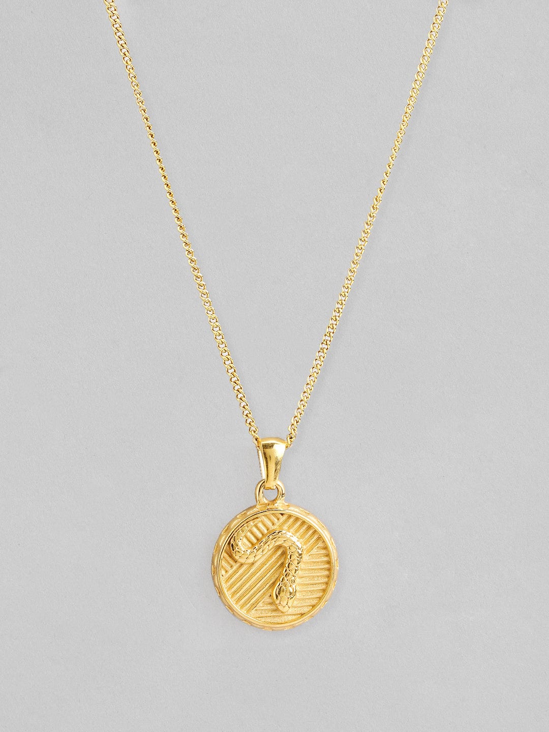 Rubans Voguish 18K Gold Plated Stainless Steel Waterproof Chin With Circle Embossed Pendant. Chain &amp; Necklaces