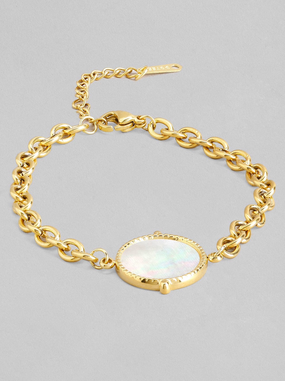 Rubans Voguish 18K Gold Plated Stainless Steel Waterproof Link Chain Bracelet With Shell Studded Charm. Bangles &amp; Bracelets
