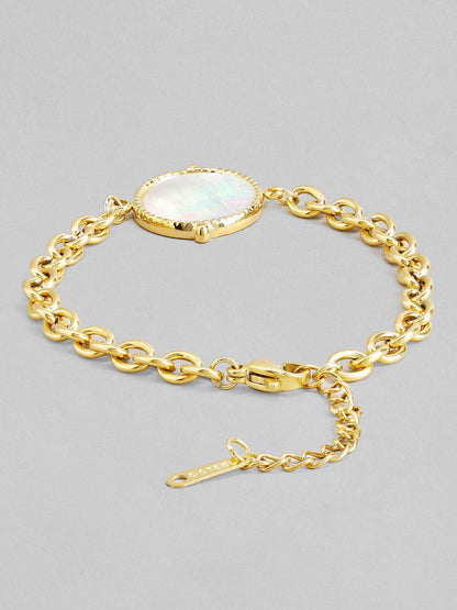 Rubans Voguish 18K Gold Plated Stainless Steel Waterproof Link Chain Bracelet With Shell Studded Charm. Bangles &amp; Bracelets