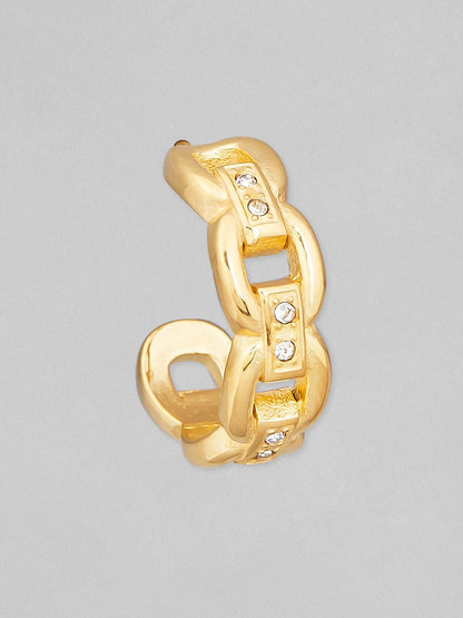 Rubans Voguish 18K Gold Plated Stainless Steel Waterproof Link Chain Style Hoop Earrings With Zircons Studded. Earrings