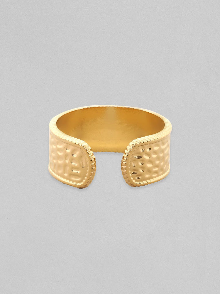 Rubans Voguish 18K Gold Plated Textured Adjustable Finger Ring. Rings