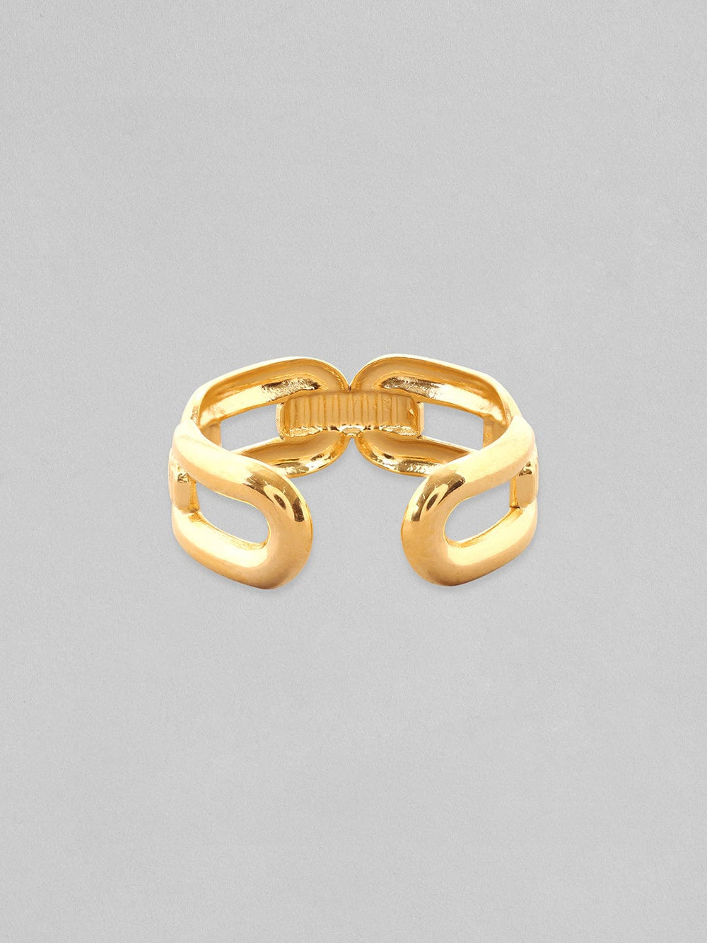 Rubans Voguish 18K Gold-Plated Textured Link Adjustable Finger Ring Rings
