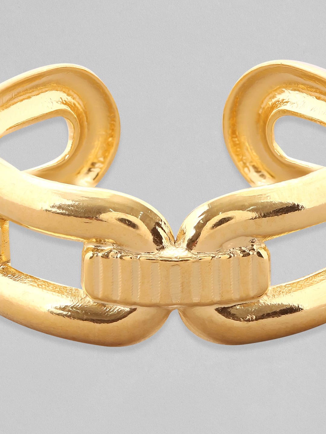 Rubans Voguish 18K Gold-Plated Textured Link Adjustable Finger Ring Rings