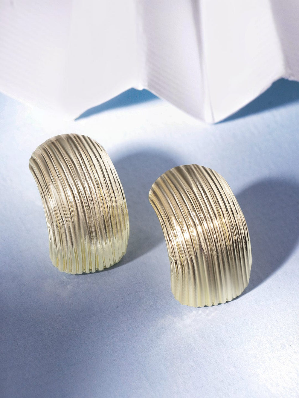 Rubans Voguish 18K Gold plated textured Statement Half-Hoop Stud Earring Earrings
