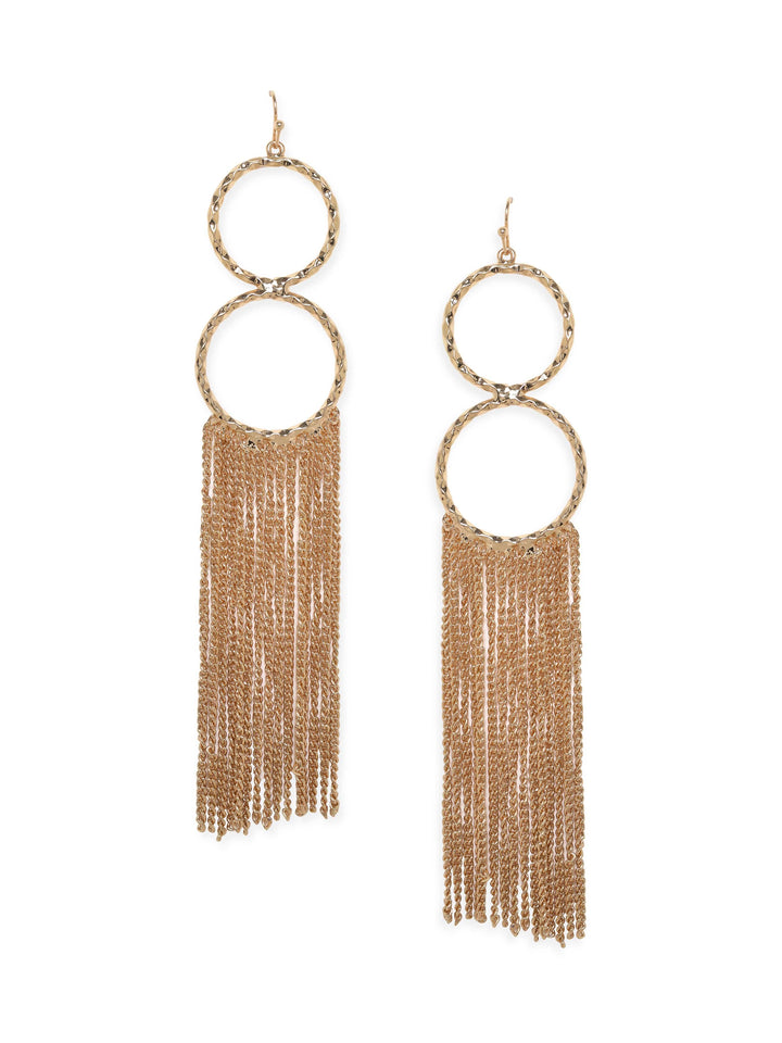 Rubans Voguish 18K Gold plated Textured Wired Tassle Statement Earring Earrings